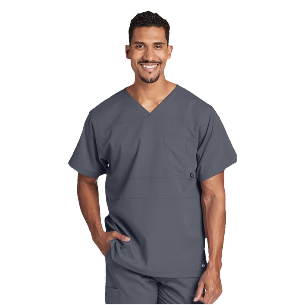 Grey's Anatomy Barco Active Scrub Top Men's Size M Gray Short Sleeve Pockets